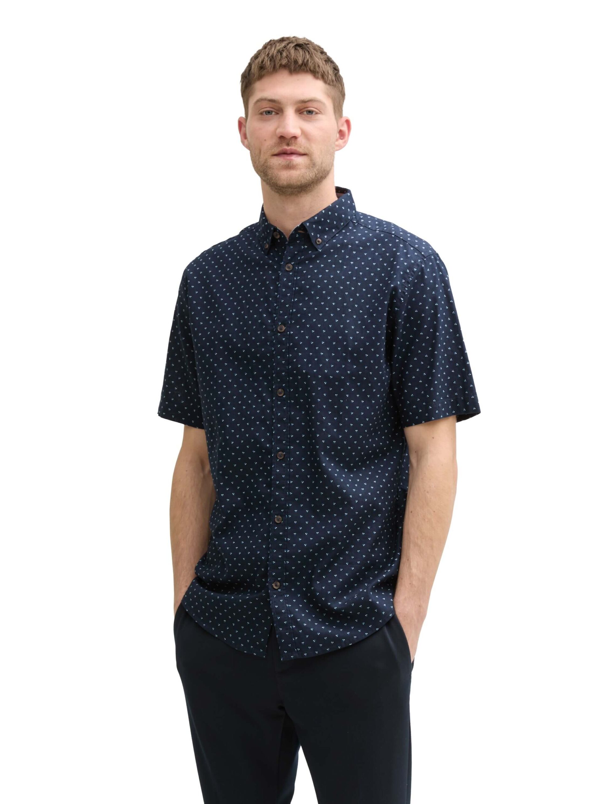 printed cotton linen shirt