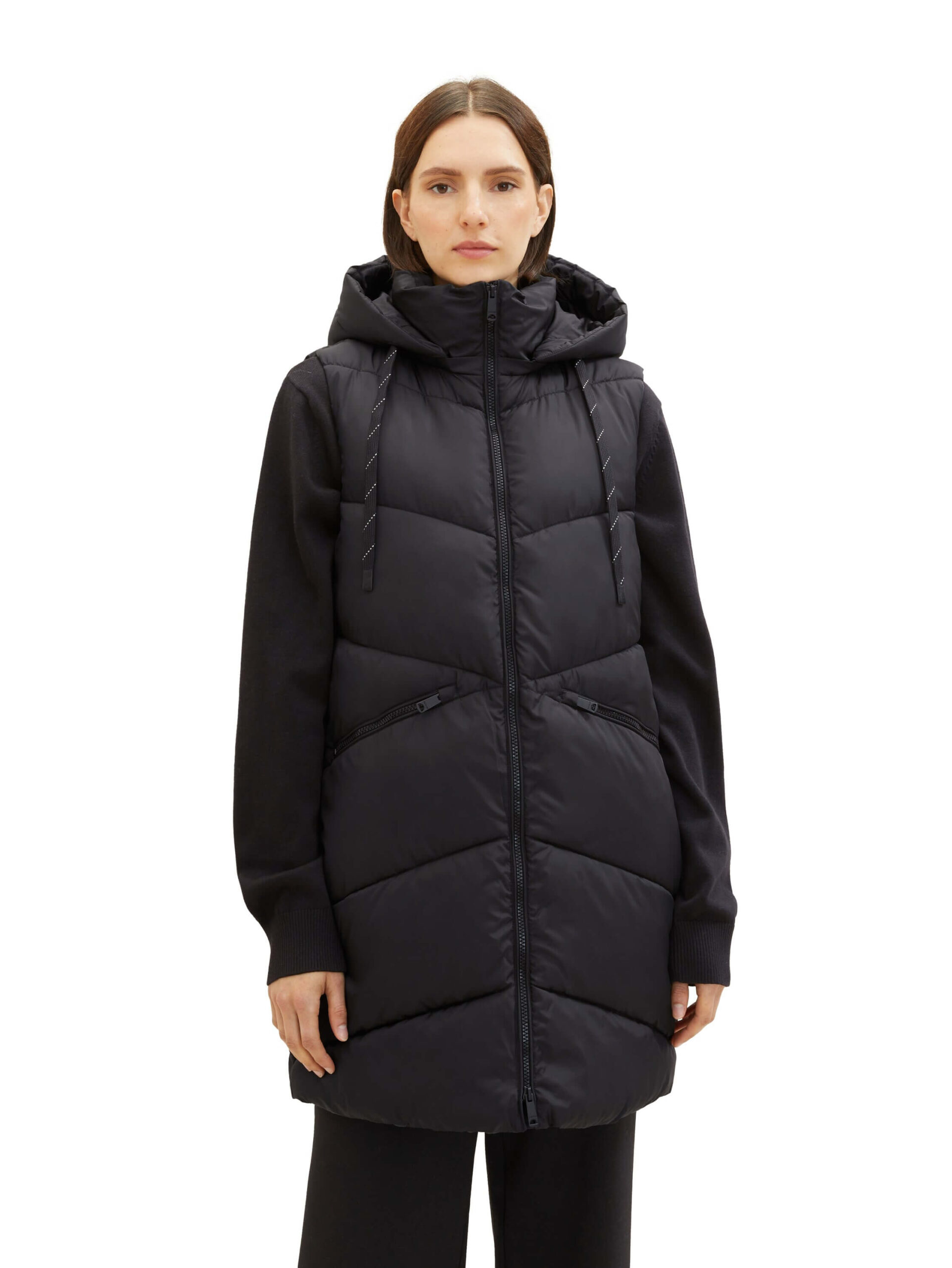 Long vest with a hood