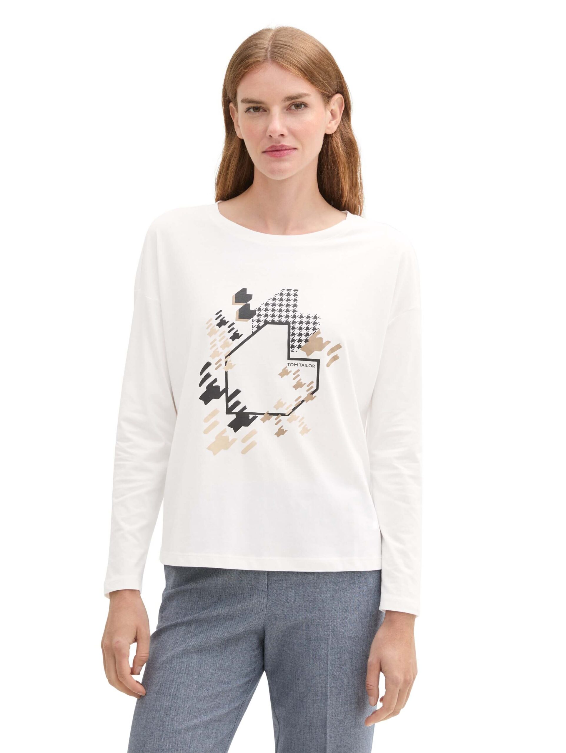 Print long-sleeved shirt