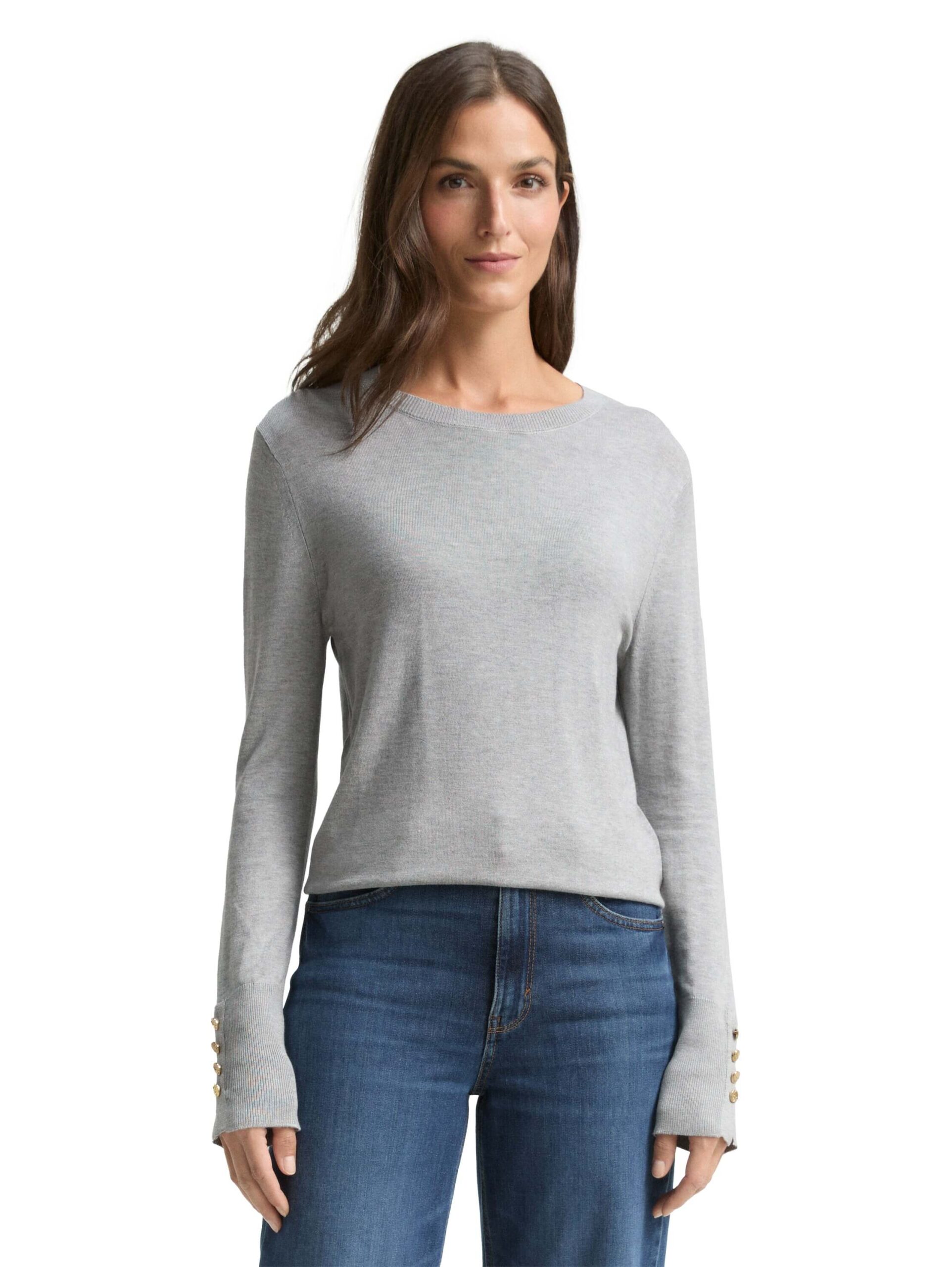 knit crew-neck with button detail