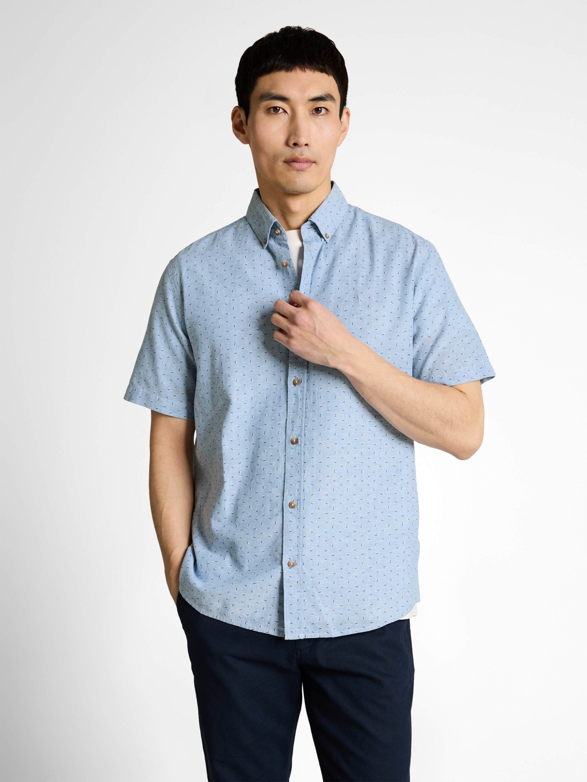 printed cotton linen shirt