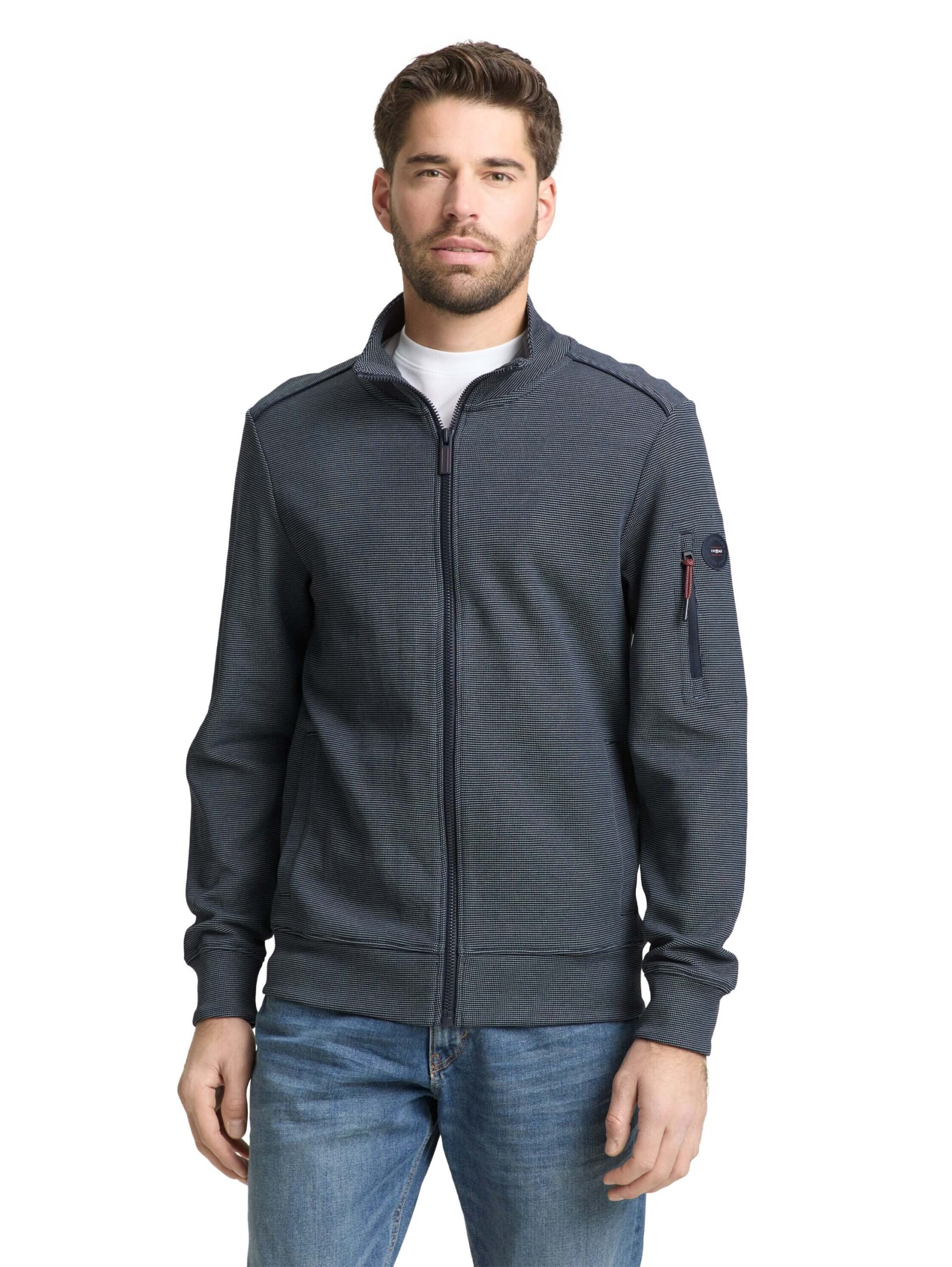 structured stand-up sweat jacket
