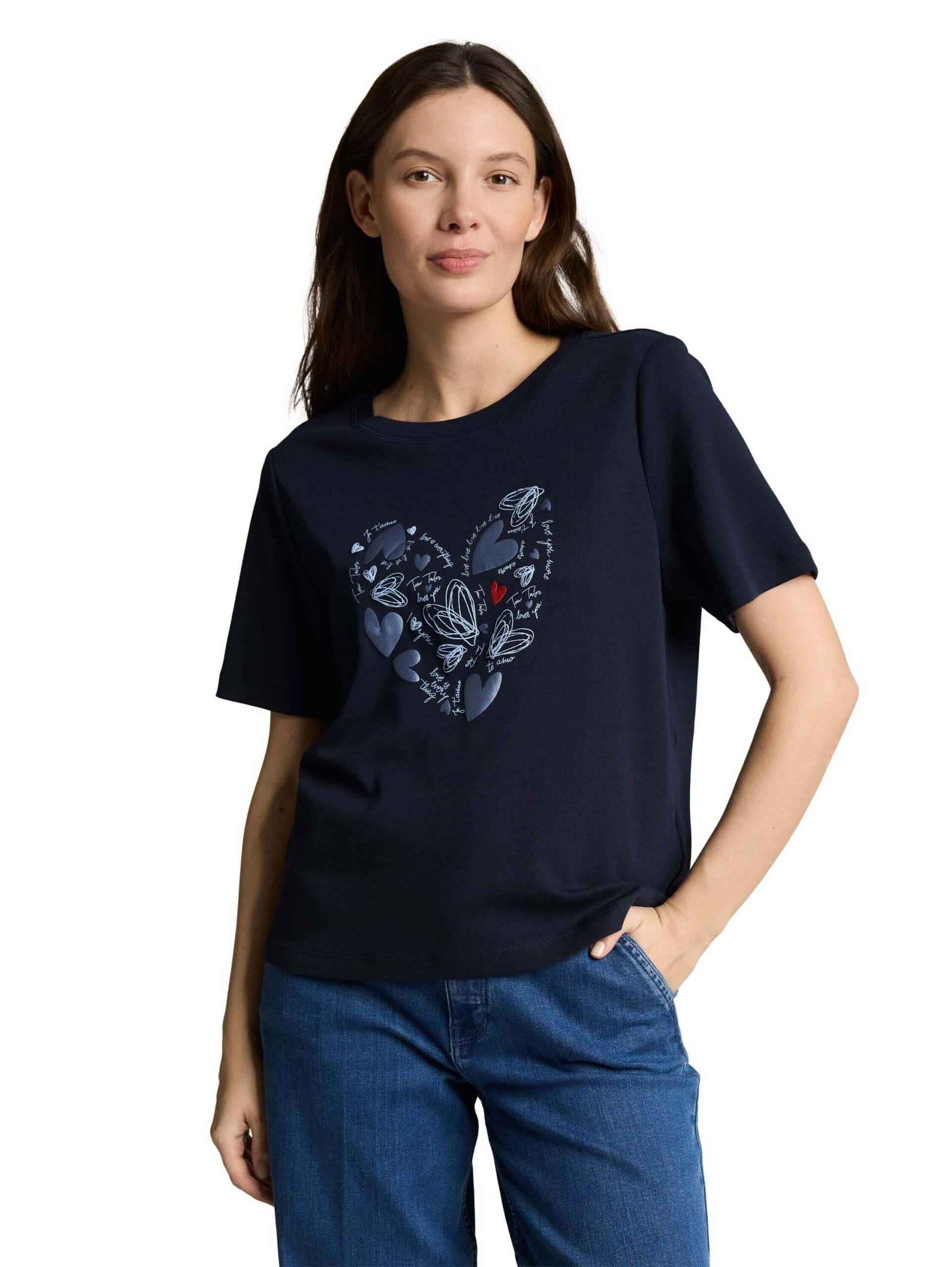 T-shirt boxy crew neck with print