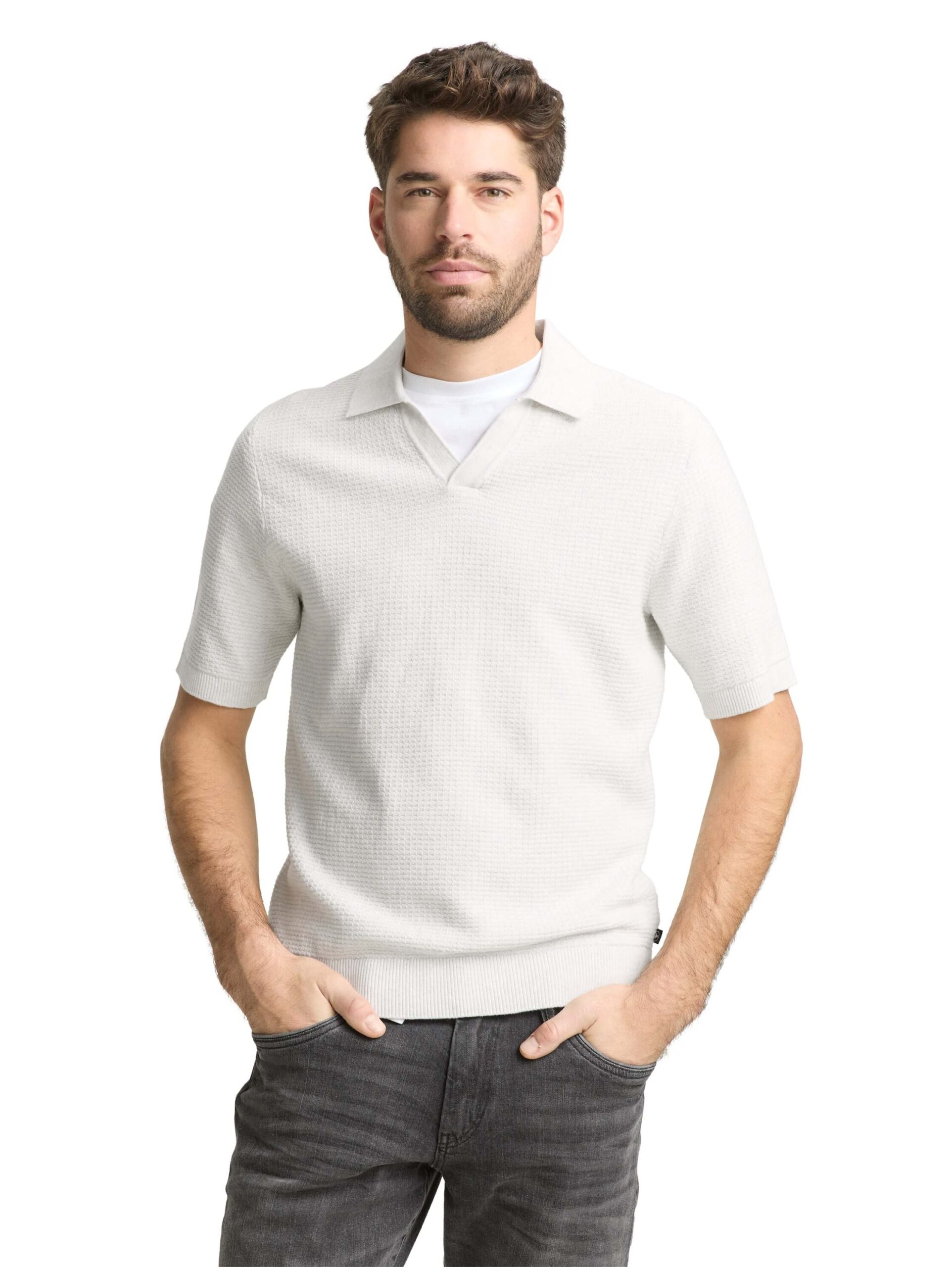 structured knit polo