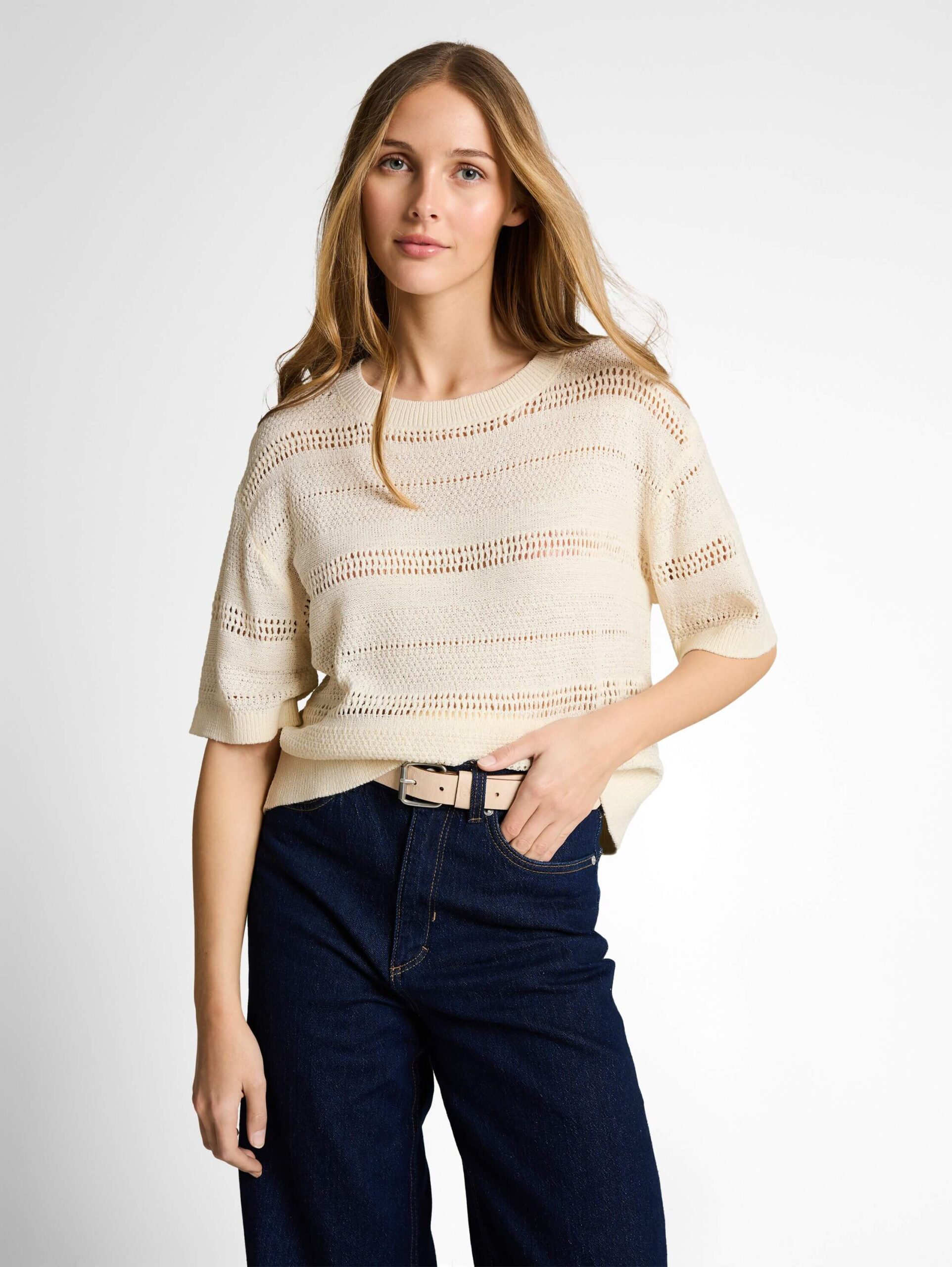 knit open structure pullover