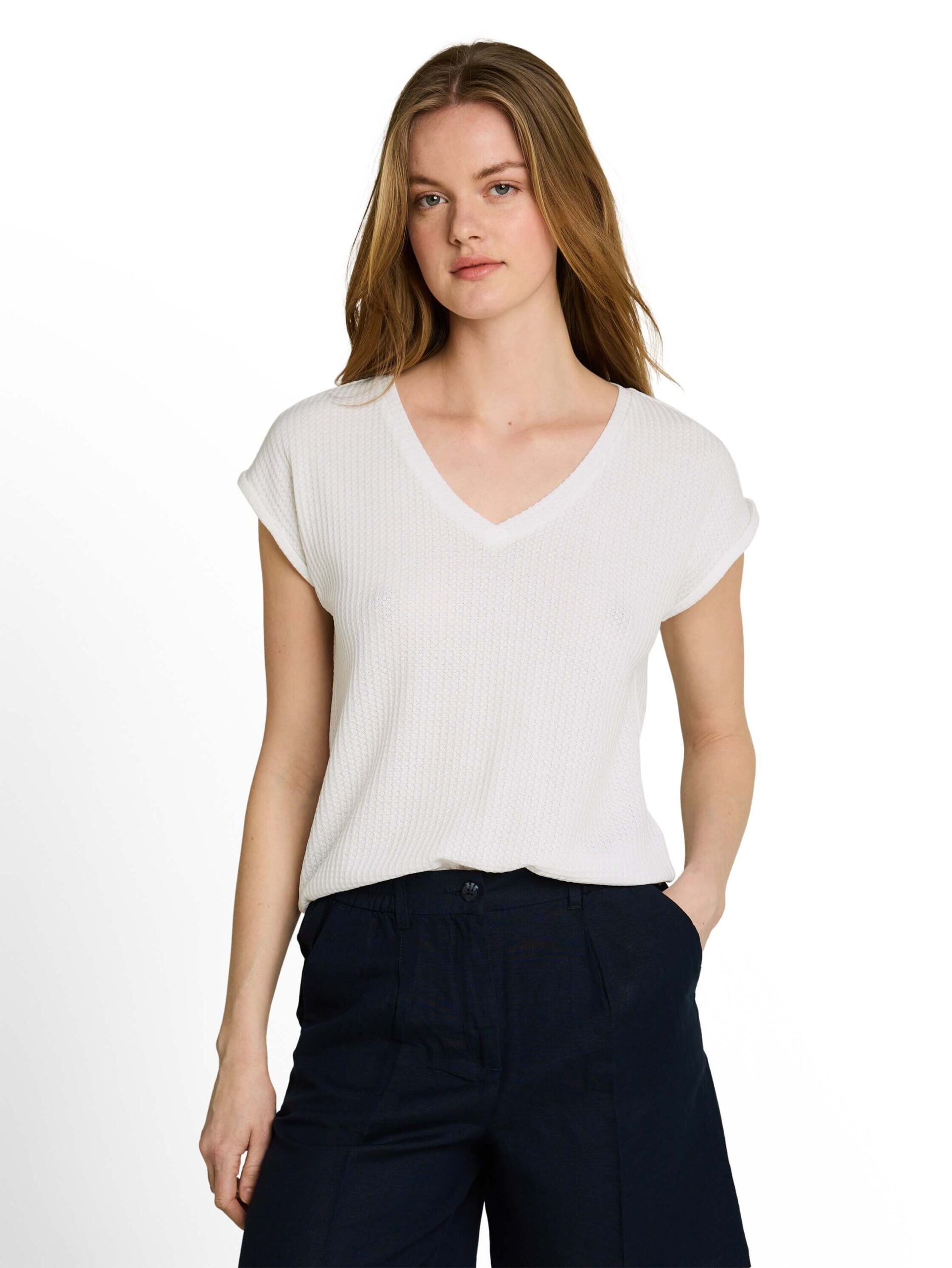 structured V-neck T-shirt